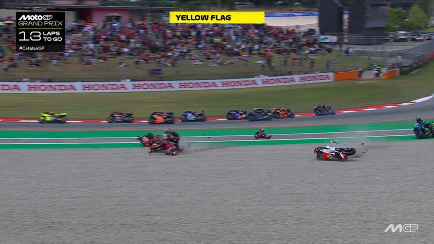 GP Barcellona, l'incidente Zarco-Bagnaia-Marini
