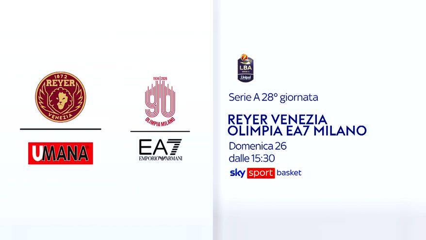 Serie A basket, 28^ turno: Venezia-Milano su Sky