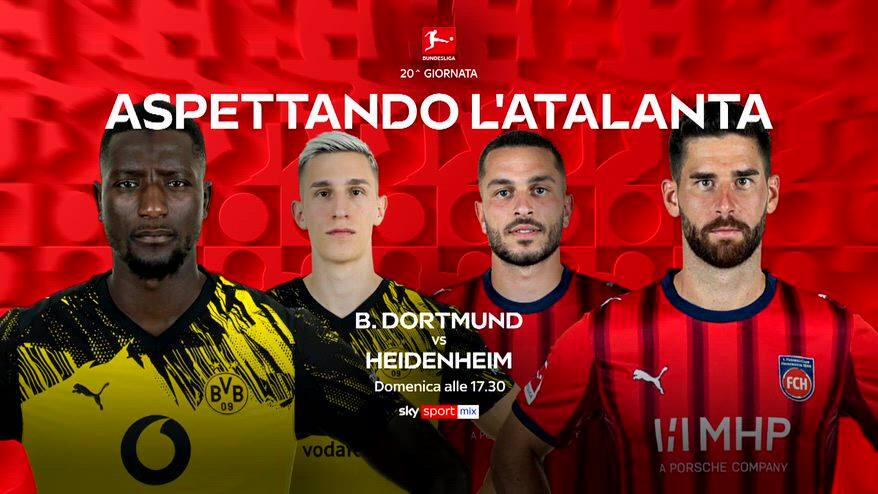 Bundes, 20^ giornata: Dortmund-Heidenheim su Sky
