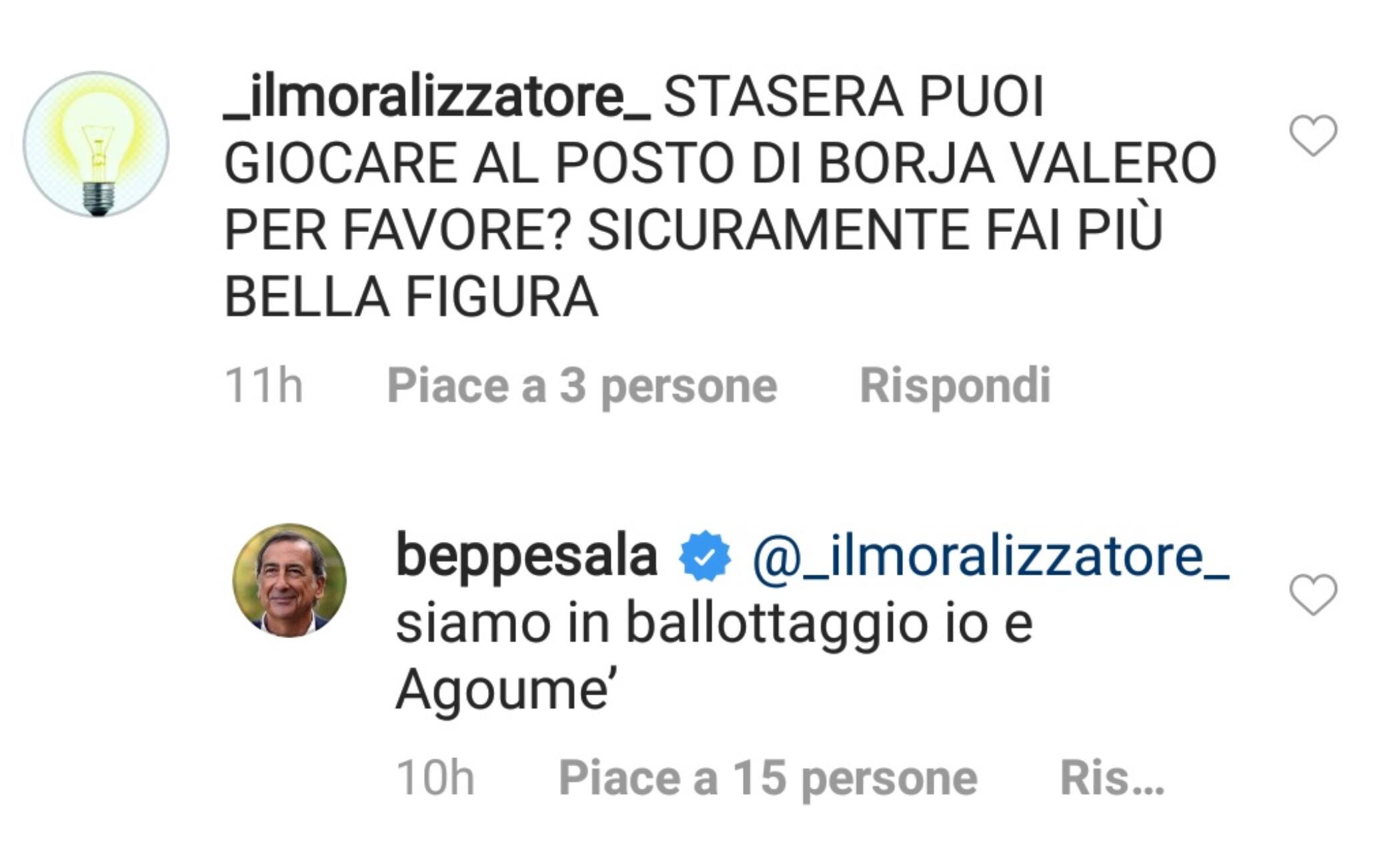 Il commento di Sala su Instagram