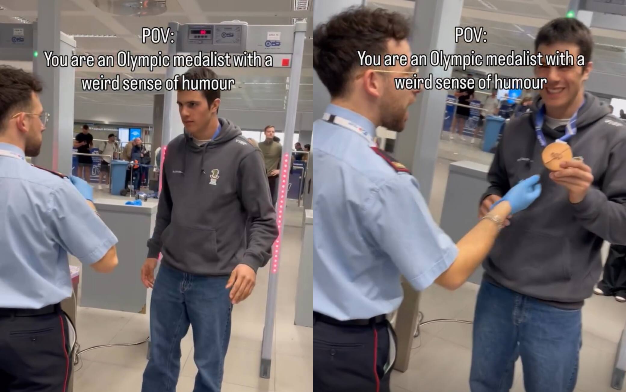 Zamfirov comico: la medaglia fa suonare il metal detector. VIDEO
