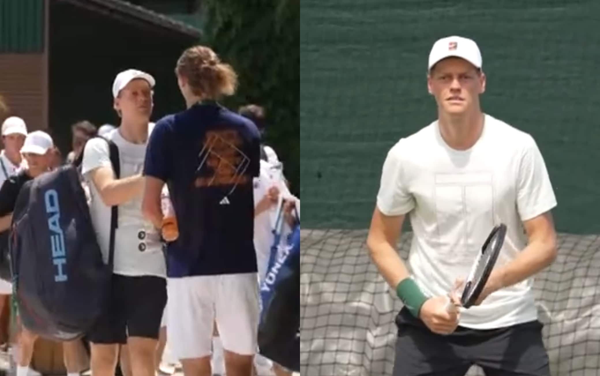 Sinner, il saluto con Zverev e l'allenamento a Wimbledon