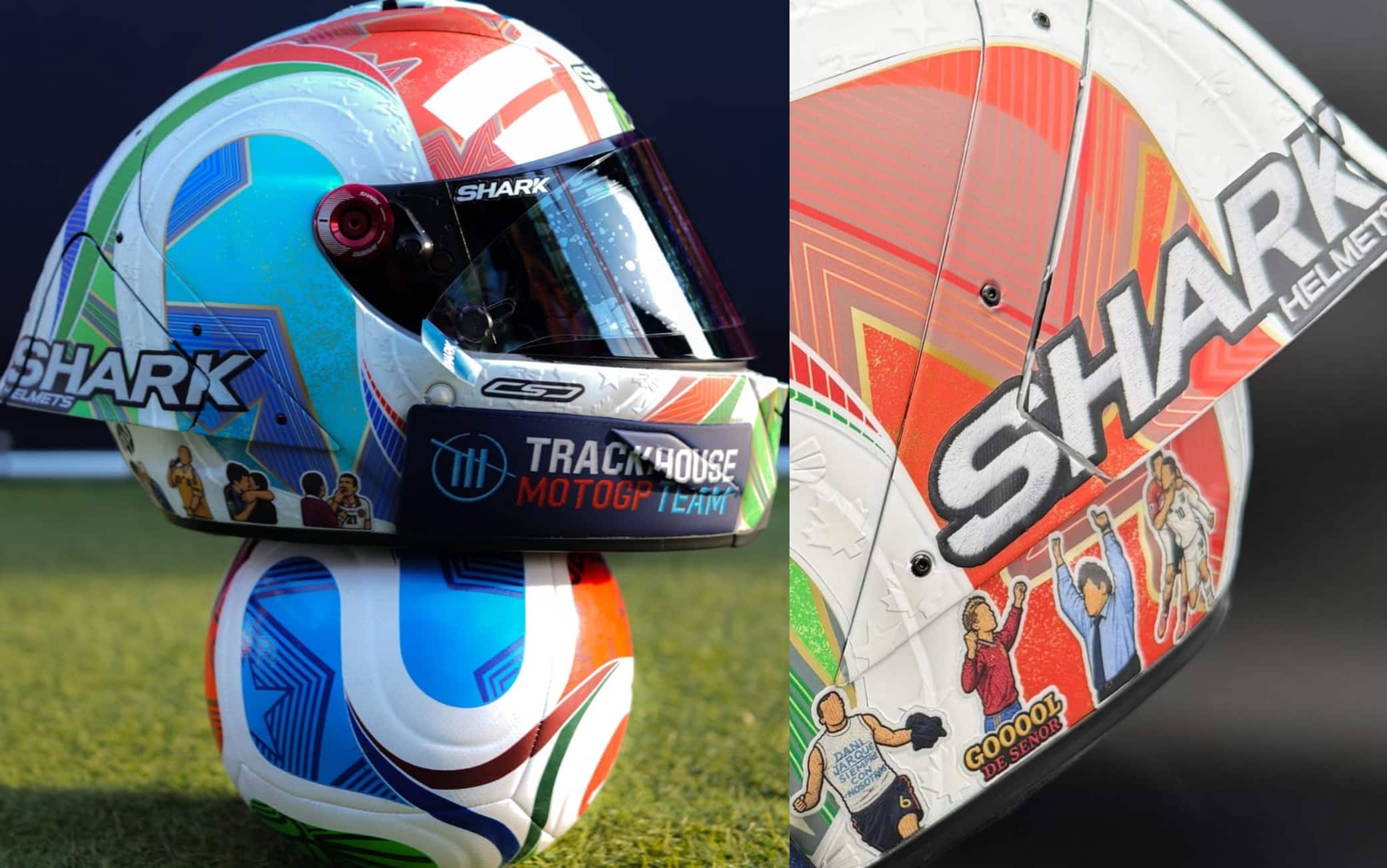 MotoGP, il casco di Raul Fernandez è... il pallone dei Mondiali! FOTO e VIDEO