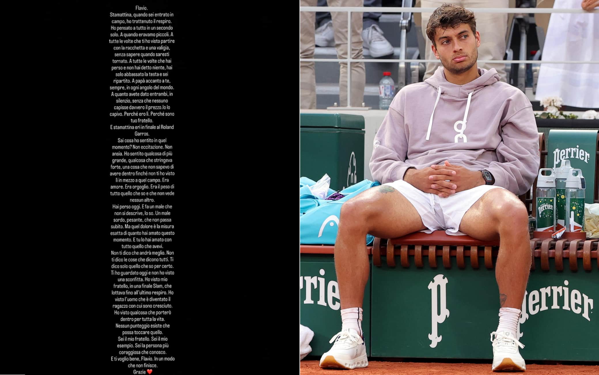 Cobolli, lettera del fratello dopo Roland Garros: "Fa male, ma non è una sconfitta"