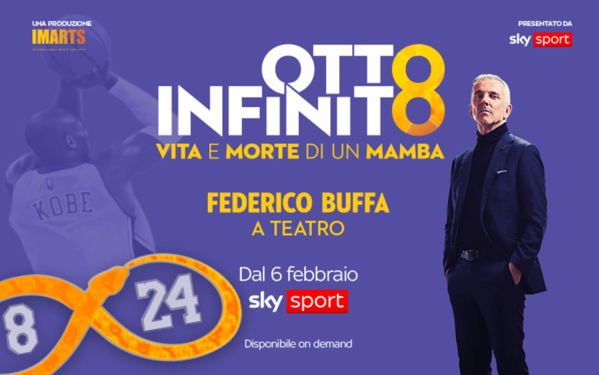 Su Sky 'Otto infinito-Vita e Morte di un Mamba': il racconto teatrale firmato da Buffa