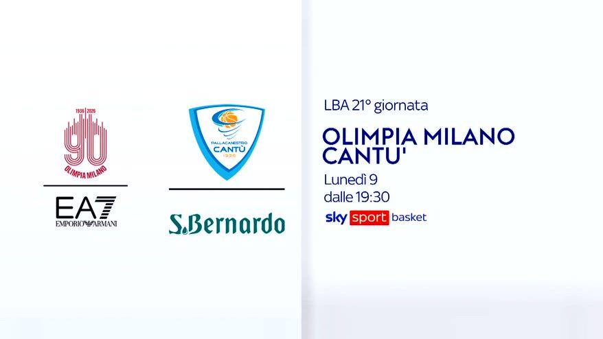 Serie A basket, 21^ turno: Olimpia Milano-Cantù su Sky