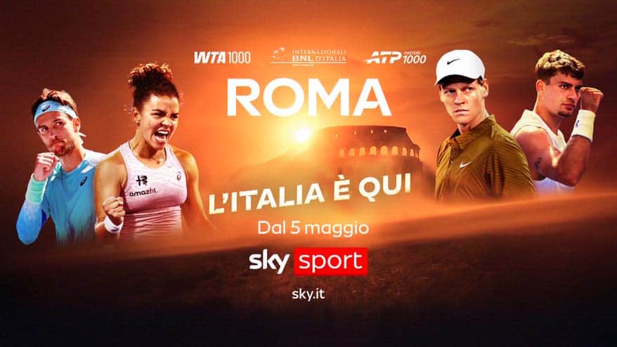 Tennis, Internazionali d'Italia dal 5 maggio live su Sky