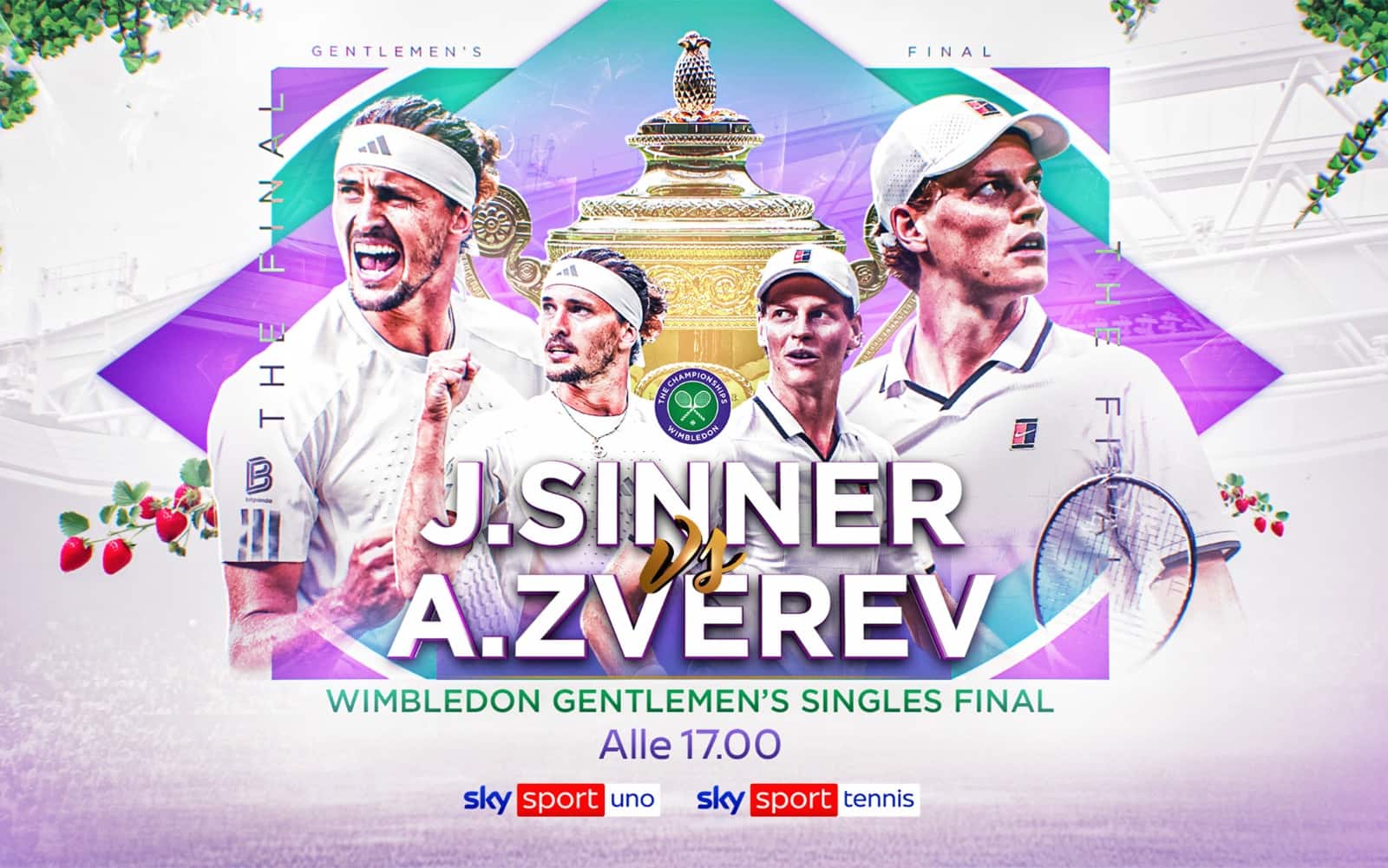 Sinner-Zverev, oggi a Wimbledon: orario, video e news verso la finale live
