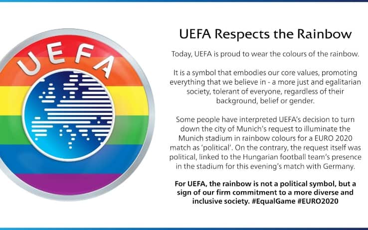 Uefa arcobaleno comunicato