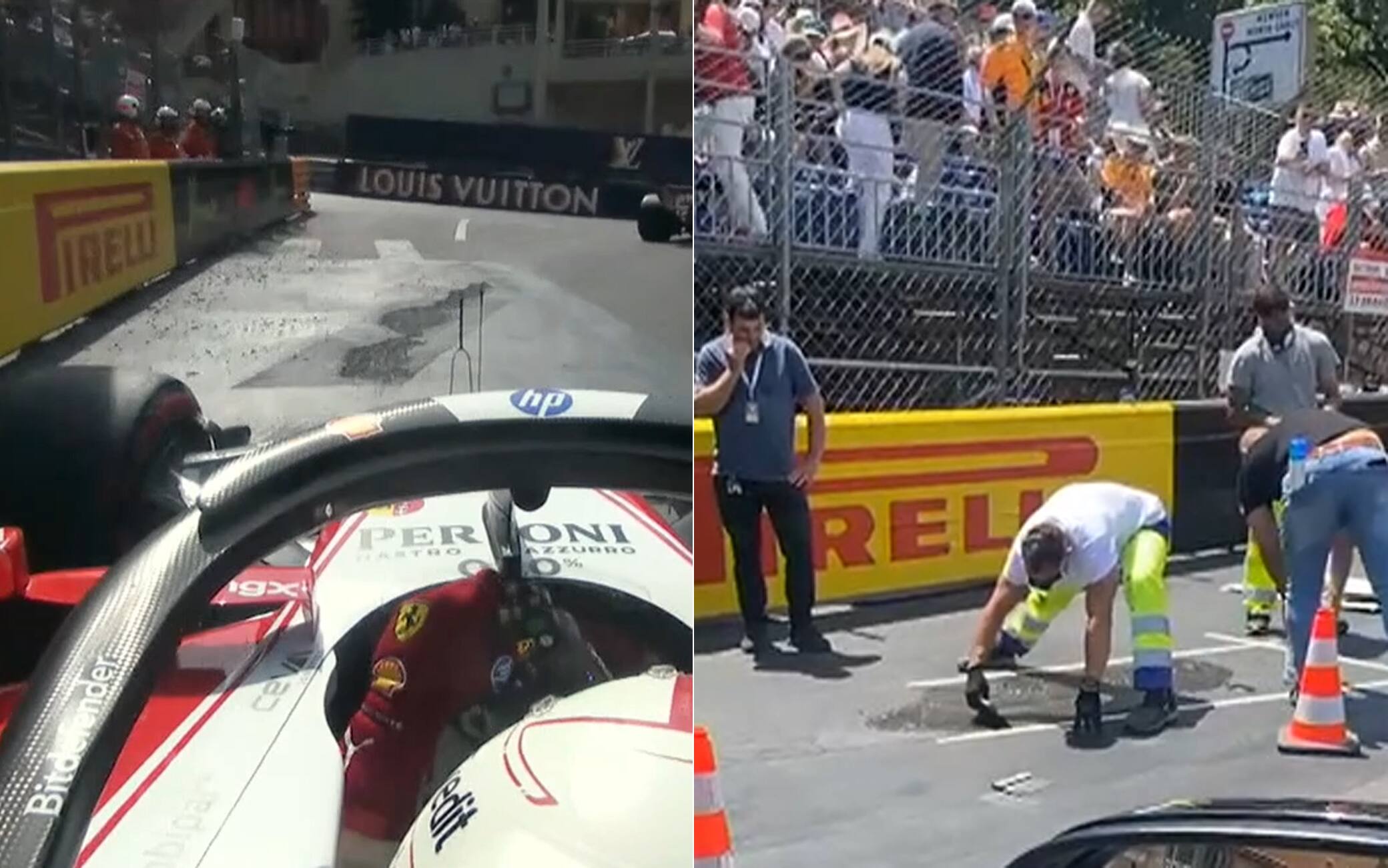 Resina in pista: ecco come si è rovinato l'asfalto a Monaco nell'onboard di Leclerc
