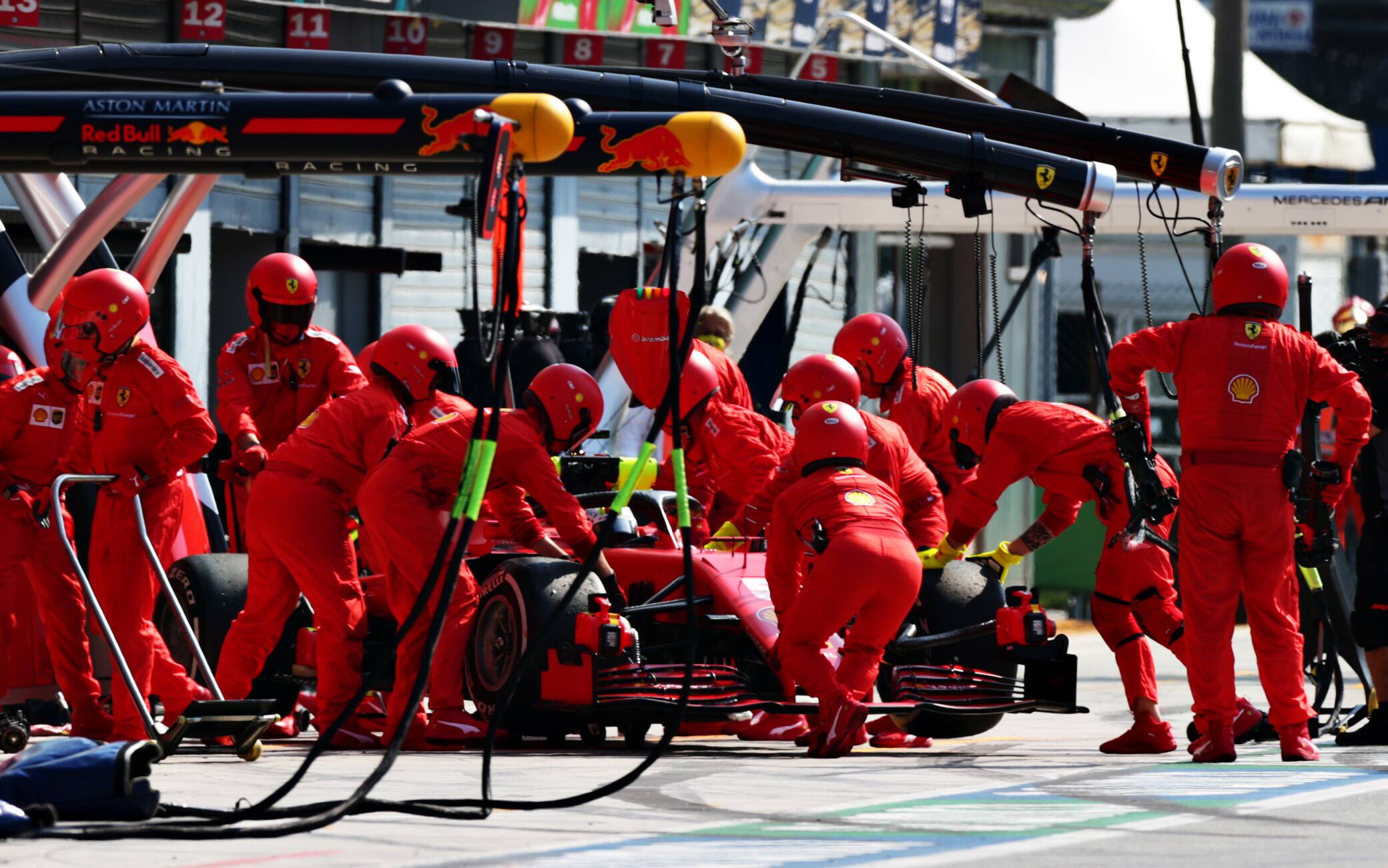MONZA, ITALY - SEPTEMBER 06: Sebastian Vettel of Germany driving the (5) Scuderia Ferrari SF1000 retires from the race during the F1 Grand Prix of Italy at Autodromo di Monza on September 06, 2020 in Monza, Italy. (Photo by Peter Fox/Getty Images)