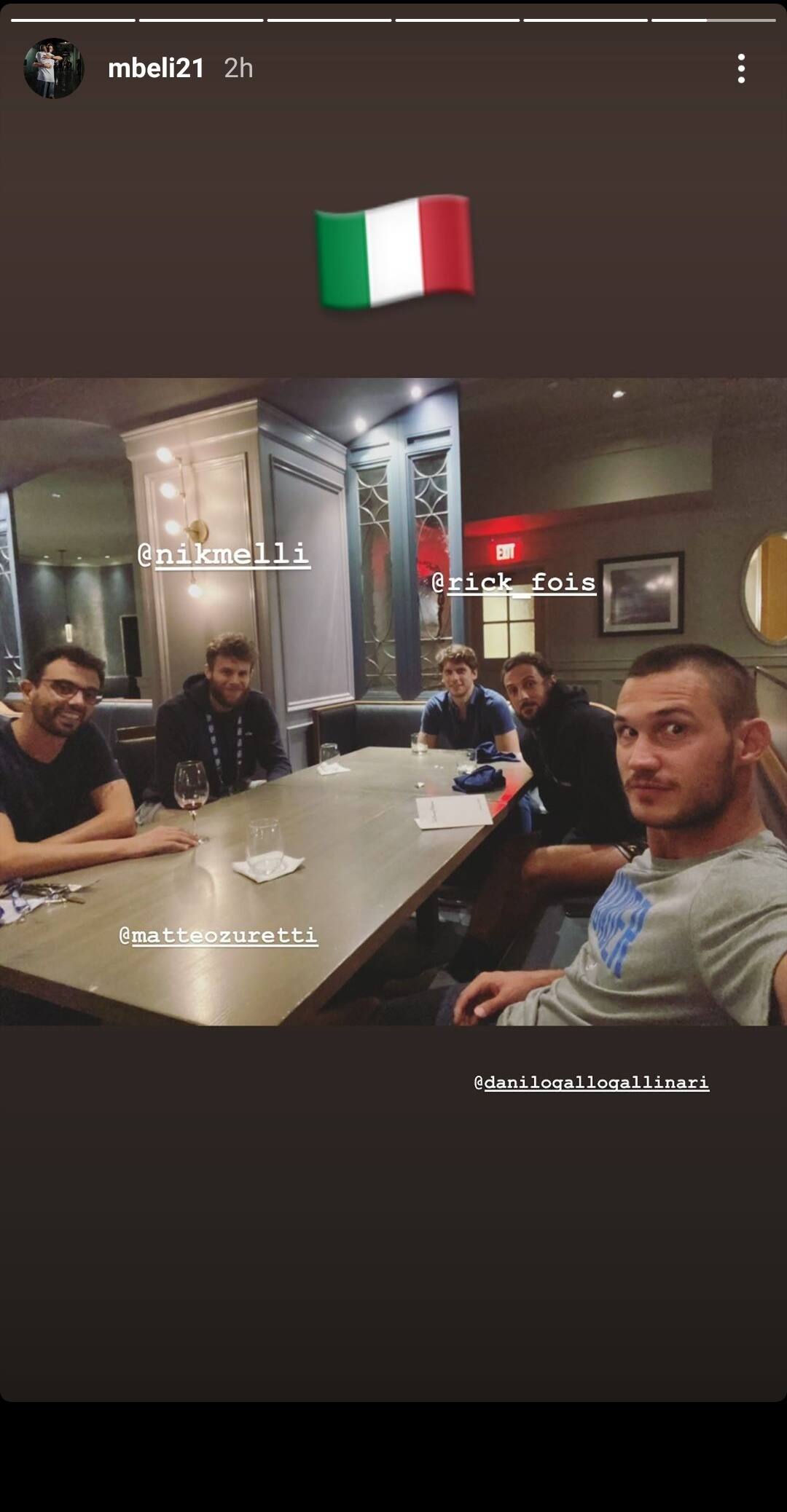 Lo scatto condiviso da Marco Belinelli