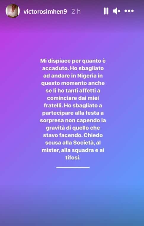 Le scuse di Osimhen