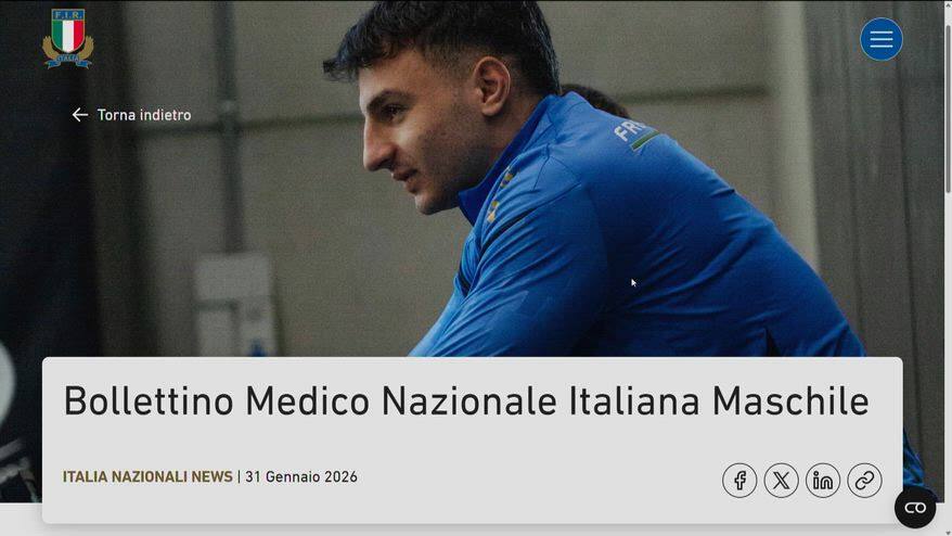Tegola per l'Italrugby, Todaro out per infortunio