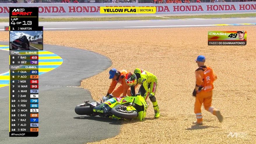 Di Giannantonio, caduta nella Sprint a Le Mans