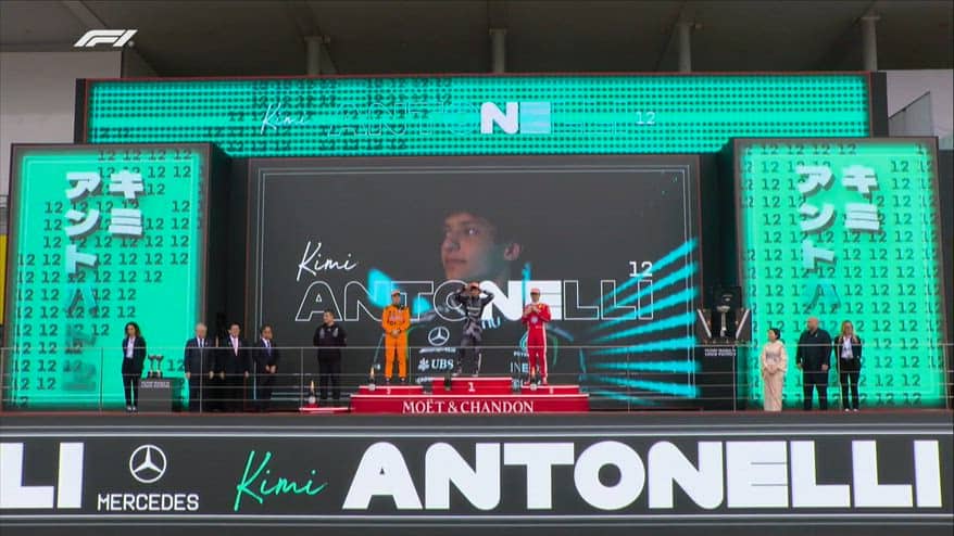 Antonelli, stavolta sul podio non sbagliano nome: l'Inno