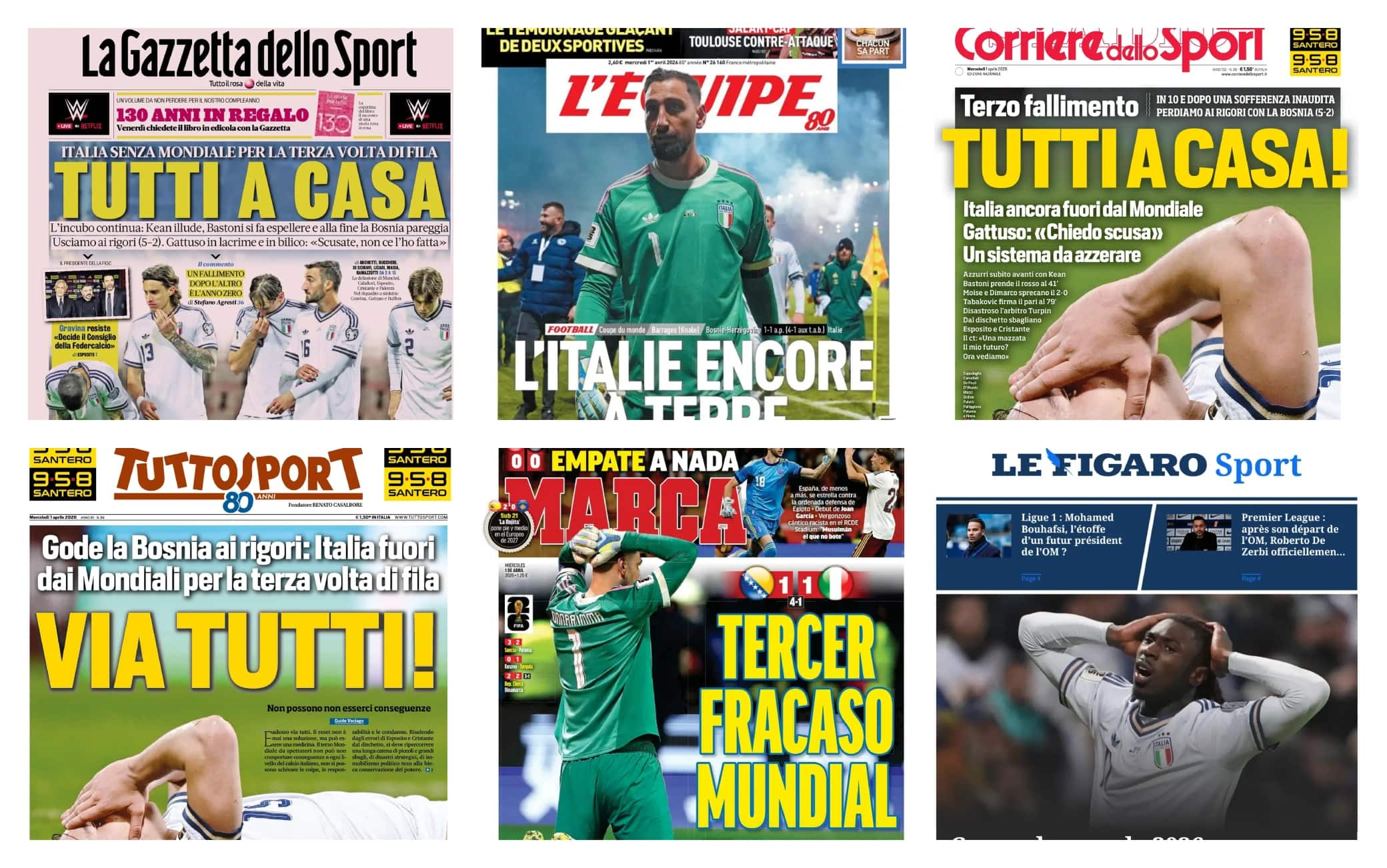 Italia fuori dai Mondiali: la rassegna stampa