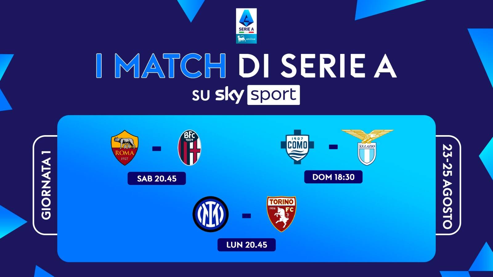 Serie A 2025/26 1^ giornata programmazione Sky Sport