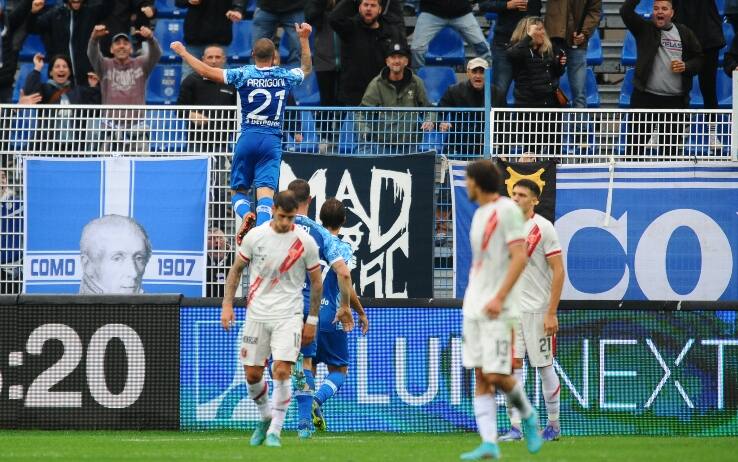 Arrigoni esulta, delusi i giocatori del Perugia