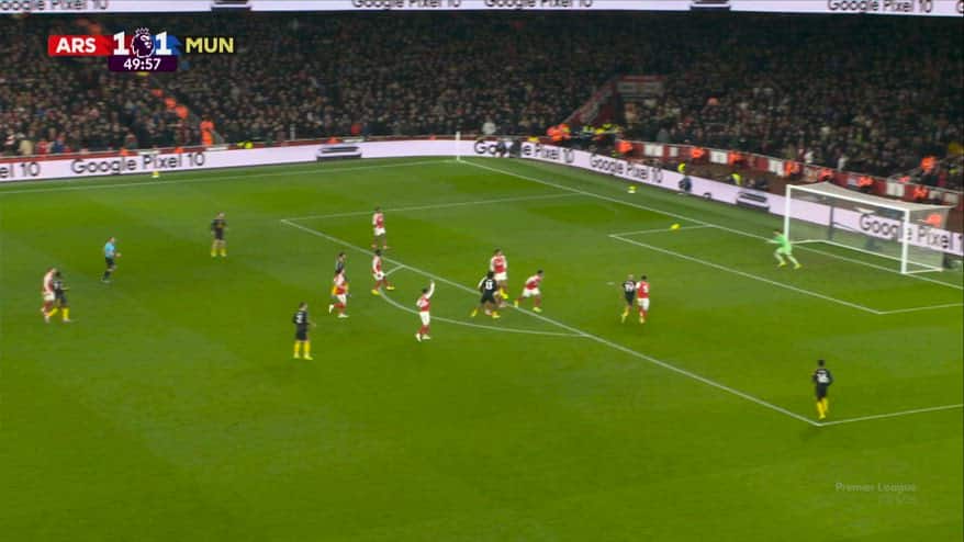 Arsenal-Manchester United, il gol di Dorgu è meraviglioso