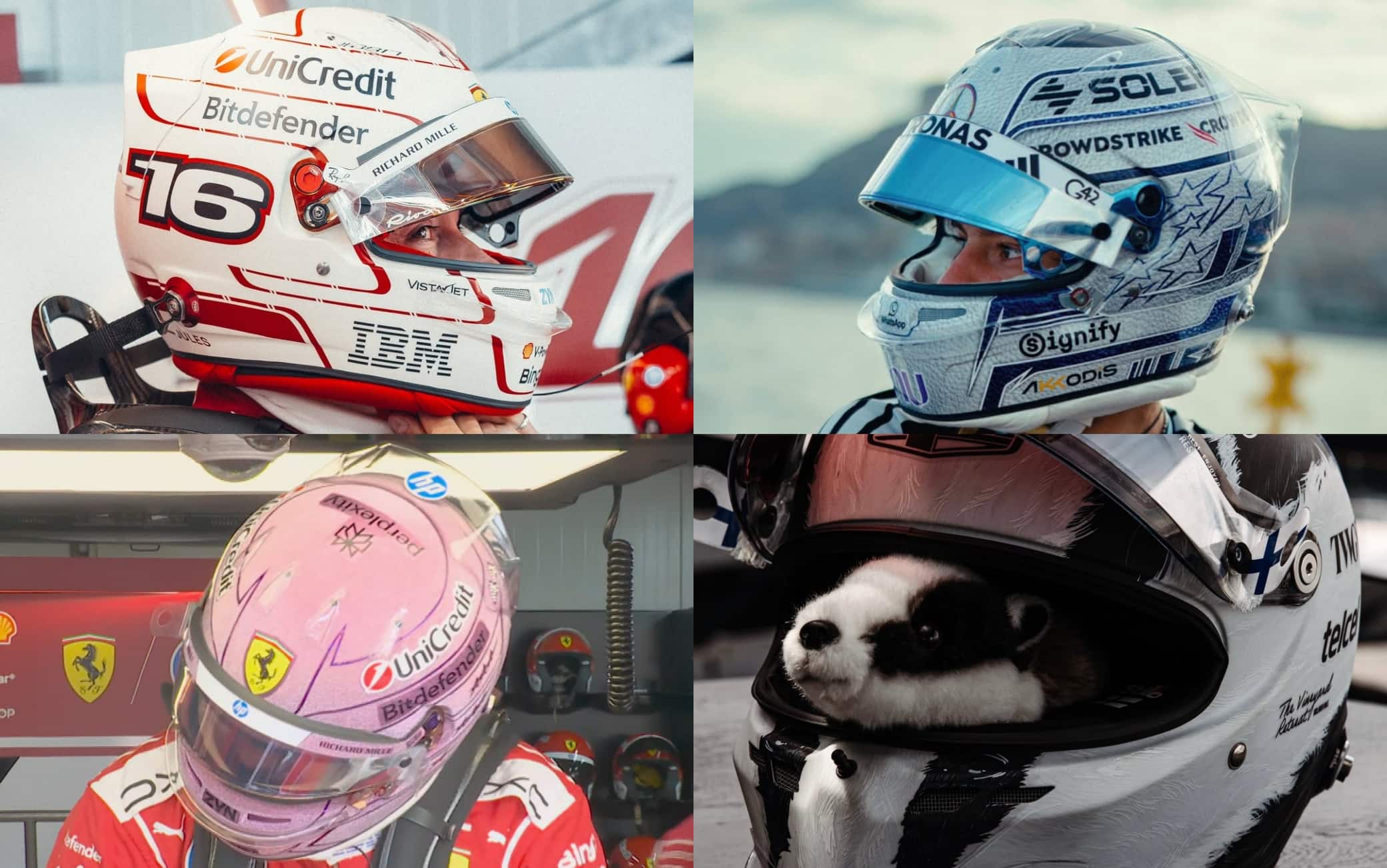 Tutti i caschi speciali dei piloti per il GP di Monaco. FOTO