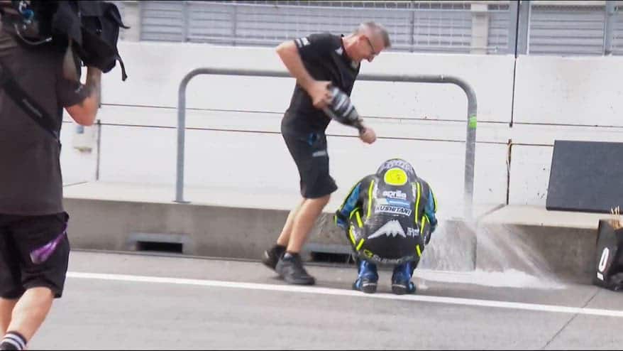 Aprilia Trackhouse, grande festa nei box dopo il Gp Assen