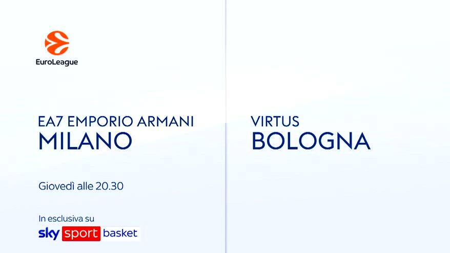 Eurolega, 34^ turno: Olimpia Milano-Virtus Bologna su Sky
