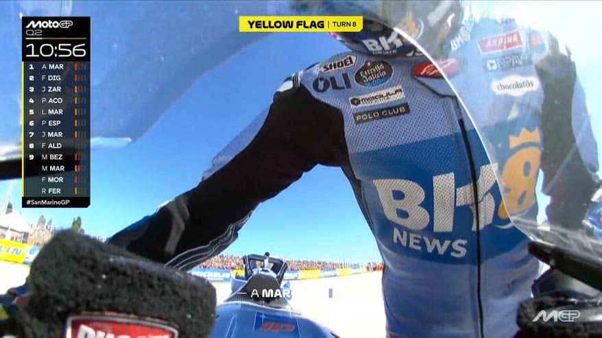 Alex Marquez scivola alla Quercia durante il Q2 di Misano
