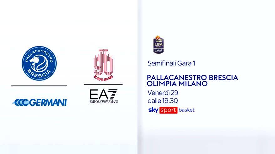 Serie A basket, semifinali Gara 1: Brescia-Milano su Sky