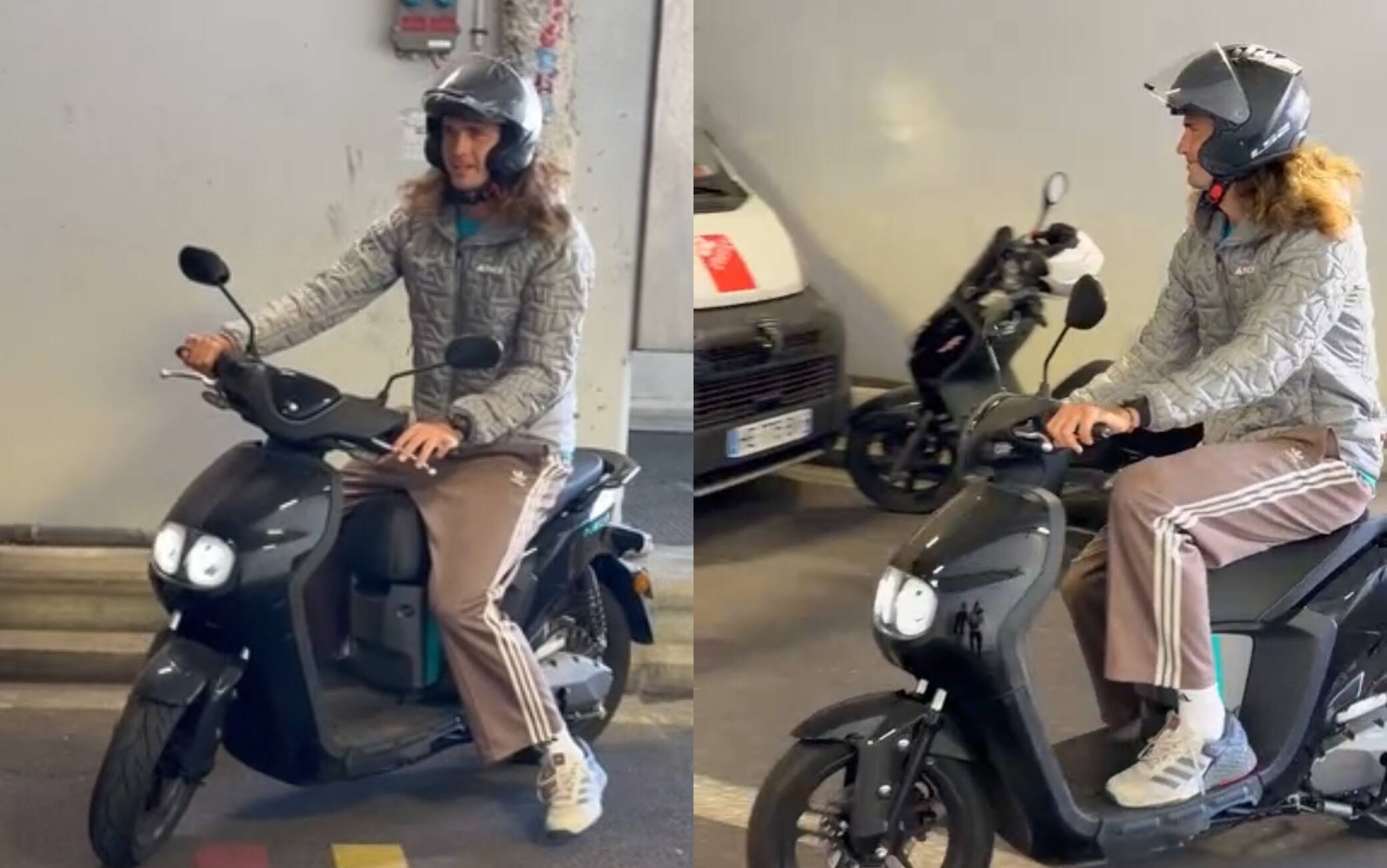 Monte-Carlo, Zverev va via in scooter dopo l'esibizione con Sinner. VIDEO