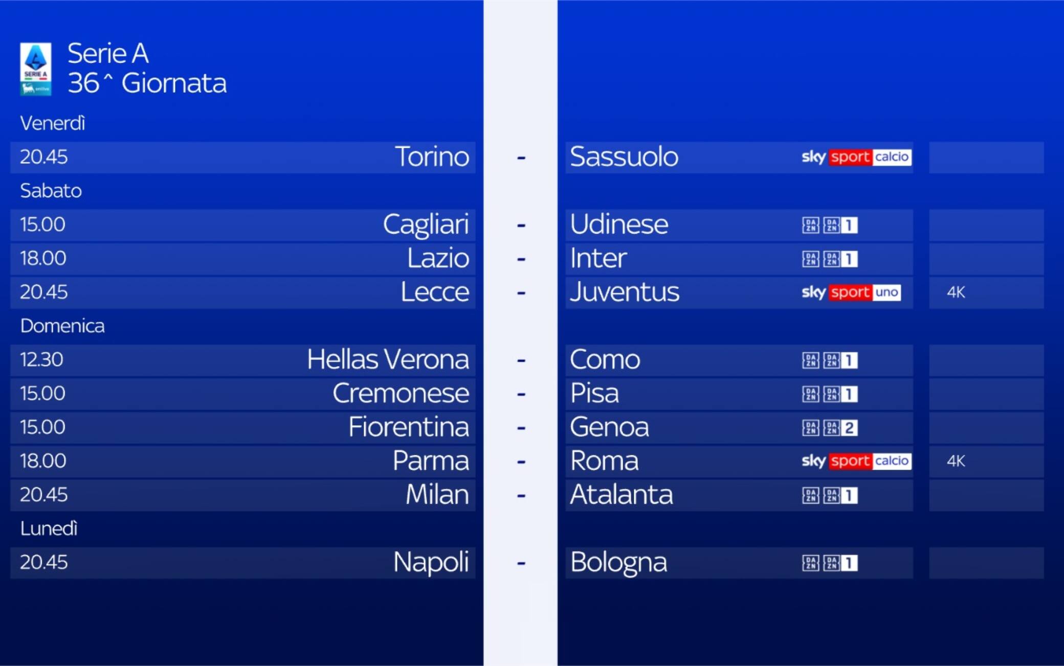 Serie A, la presentazione della 36^ giornata: orari, arbitri e squalificati