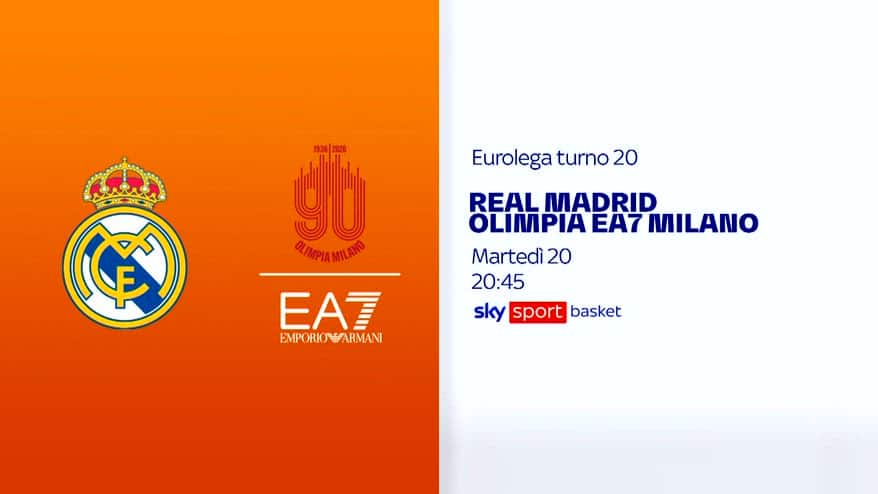 Eurolega, 20^ turno: Real Mdrid-Olimpia Milano su Sky