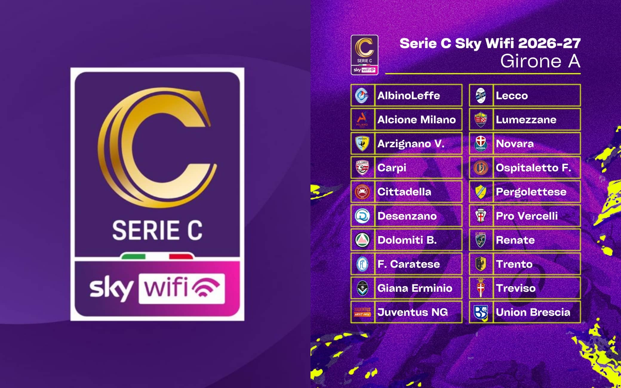 Serie C, le squadre del girone A 2026-2027