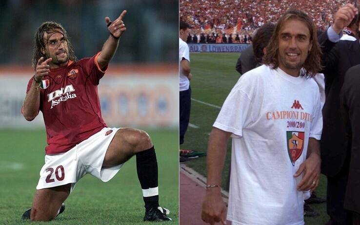 L'esultanza 'a mitraglia' di Batistuta, campione d'Italia con la Roma nel 2001