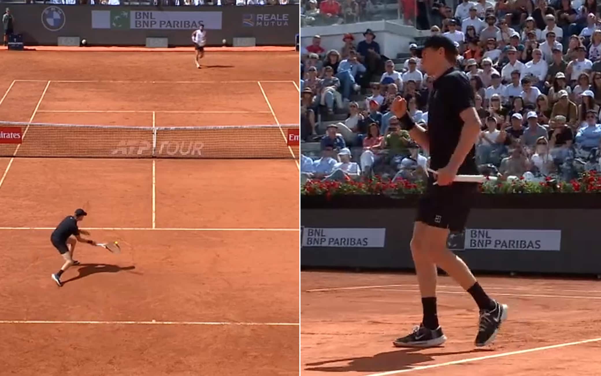 Sinner gioca di fino: palla corta sublime con Pellegrino all'Atp Roma. VIDEO