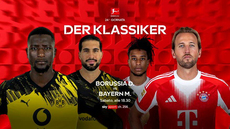 Bundes, 24^ turno: Borussia D.-Bayern Monaco sabato su Sky