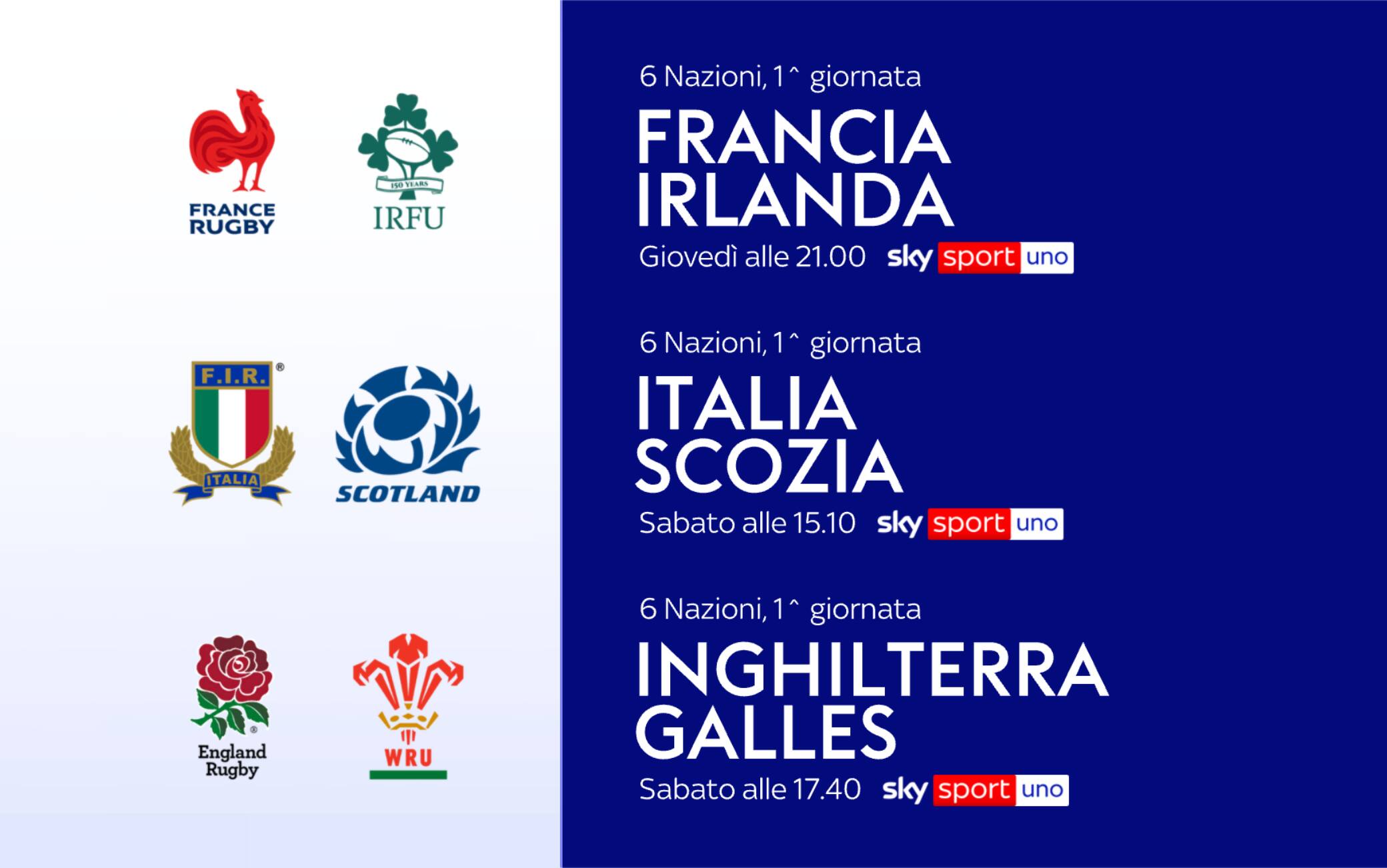 Sei Nazioni al via, tutto il torneo live e in esclusiva su Sky