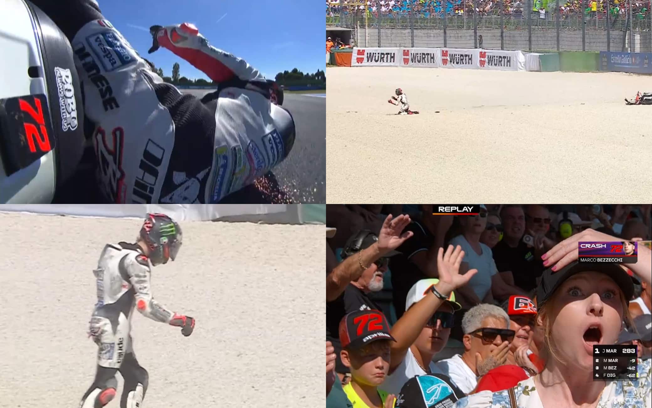 MotoGP, Bezzecchi cade oggi a Misano nel primo giro: FOTO e VIDEO