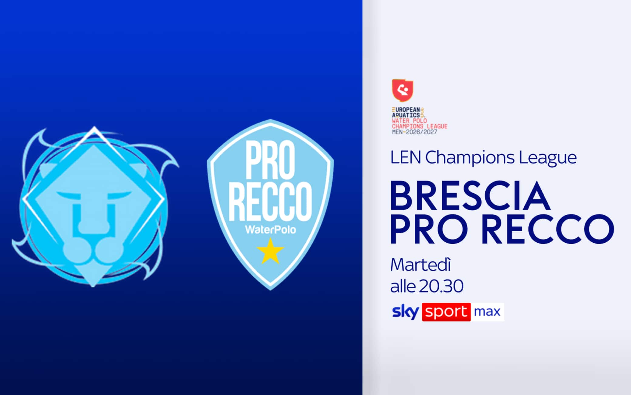 La Champions di  pallanuoto è ancora su Sky: stasera Brescia-Pro Recco