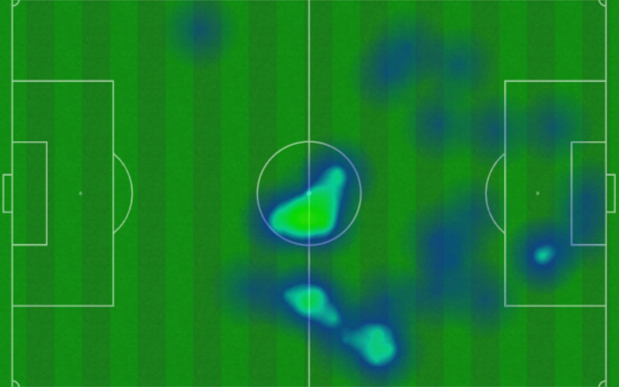 L'heat map di Giroud in Bologna-Milan