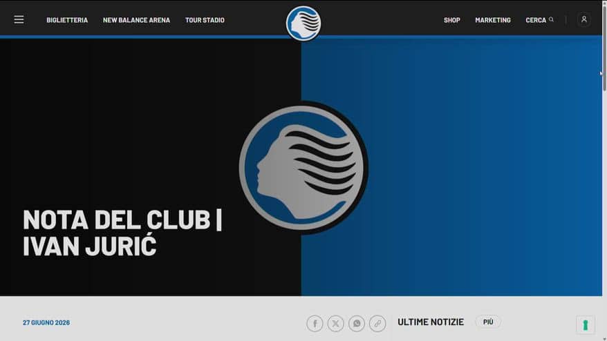 Atalanta, ufficiale la risoluzione di Juric: ora il Monza
