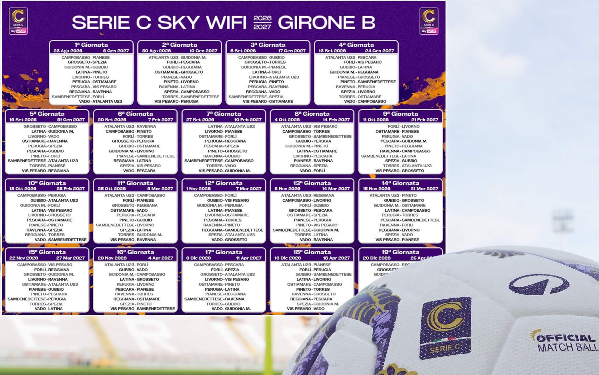 Serie C 2026/27, il calendario del Girone B: tutte le date del campionato